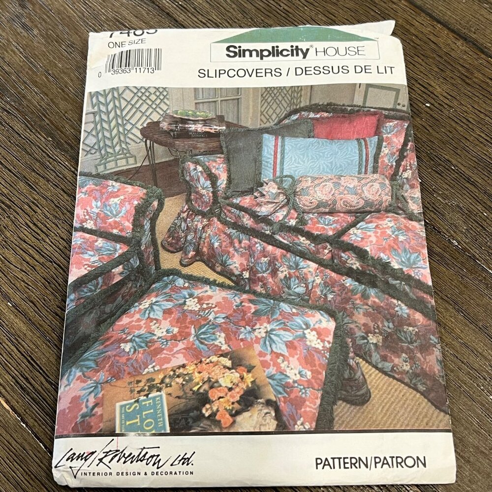 Simplicity House 7485 One Size Slipcovers Pattern For Sofa Chair & Ottoman By La